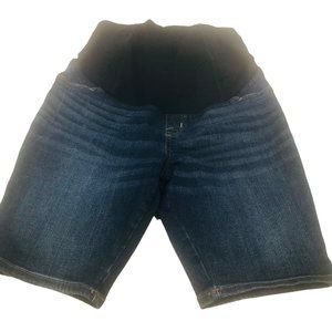 Isabel Maternity Women's Size 4 Crossover Panel Bermuda Blue Denim Short New
